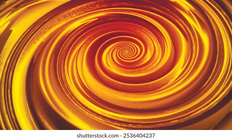Abstract background of golden radial circles with rotation effect. Circular colorful digital sound wave. Yellow abstract swirl backdrop. Moire abstract texture. For posters, brochures, covers, banners