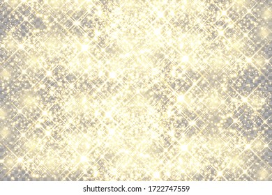Abstract background. Golden rays of light with luminous magical dust. Glow in the dark. Flying particles of light. Vector illustration