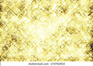 Abstrakter Hintergrund. Goldene Lichtstrahlen mit leuchtendem magischen Staub. Schein im Dunkeln. Fliegende Lichtpartikel. Vektor-Abbildung