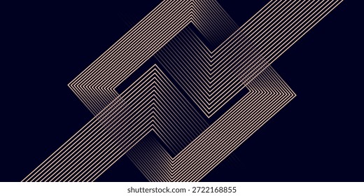 Abstract background with golden shining geometric lines. Modern shiny gold lines pattern. Futuristic technology concept. Horizontal banner template. for cover, poster, presentation, vector


