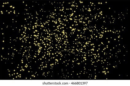 Abstract background with golden sparkling twinkling stars. Vector illustration.