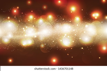 Abstract background, golden stars glowing sparkle glitter, light shiny vector, galaxy cosmic concept