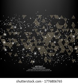 
Abstract background of golden triangles and golden dust. Brochure, poster template design.
