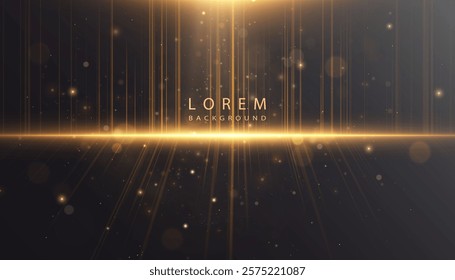 Abstract background of golden vertical light rays and glares. Transparent vector design, perfect for stage effects, presentations and banners.