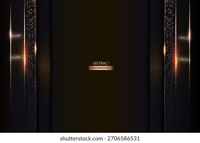 Abstrakter Hintergrund mit goldener vertikaler Linie und Glitzer-Vektorvorlage. Elegante abstrakte goldene Hintergrund-Vektorgrafik.