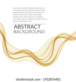 Abstract background of golden wave lines, smooth horizontal wave on white background