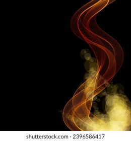 Abstract background of golden wave lines and bokeh on a black background