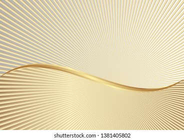 abstract background with golden wavy divider and radial lines