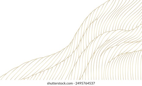 Abstract background, golden wavy line art on white background