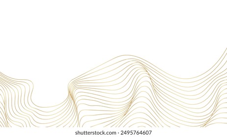 Abstract background, golden wavy line art on white background