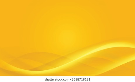 Abstract background with golden yellow wavy lines, gradient effect, smooth curves, vibrant color palette, bright and cheerful mood, dynamic motion suggestion, simple design, minimalist style