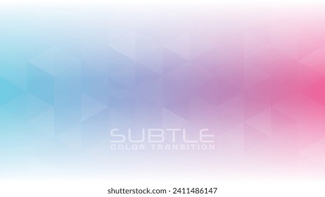 Abstract background with gradient from aquamarine blue to deep blush through cold purple textured by triangles. Subtle vector graphic pattern. CMYK colors