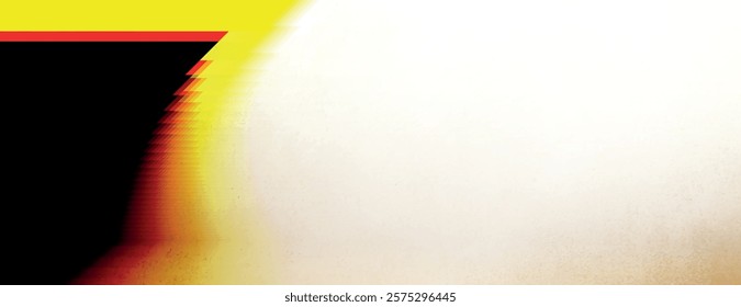 Abstract background with a gradient from black to yellow, featuring a textured, faded effect. Yellow and black dominate the background. Light leak background vector. Yellow background.