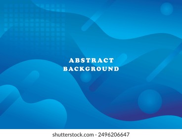 Abstract background, gradient blue color, fluid flow concept, geometric shapes placed at points of interest, vector illustration for background design, report cover.