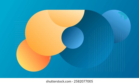 ABSTRACT BACKGROUND GRADIENT BLUE COLORFUL DESIGN WITH GEOMETRIC CIRCLE SHAPES VECTOR TEMPLATE GOOD FOR MODERN WEBSITE, WALLPAPER, COVER DESIGN 