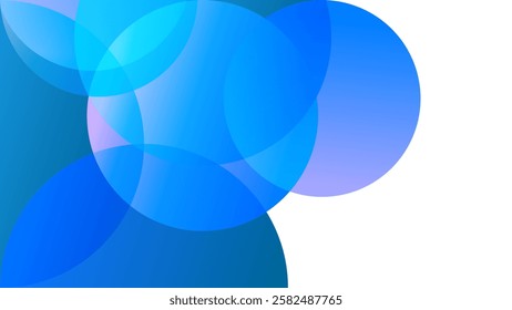 ABSTRACT BACKGROUND GRADIENT BLUE COLORFUL DESIGN WITH GEOMETRIC CIRCLE SHAPES VECTOR TEMPLATE GOOD FOR MODERN WEBSITE, WALLPAPER, COVER DESIGN 