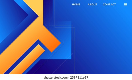 ABSTRACT BACKGROUND GRADIENT BLUE ORANGE COLORFUL DESIGN WITH GEOMETRIC SHAPES VECTOR TEMPLATE GOOD FOR MODERN WEBSITE, WALLPAPER, COVER DESIGN 