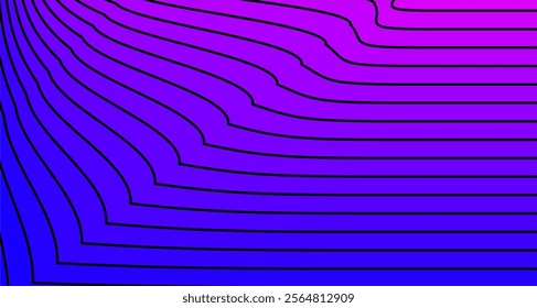 Abstract background with a gradient of blue to purple, overlaid with a pattern of wavy black lines vektor