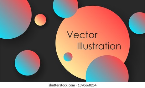 Abstract background with gradient circles, colorful balls on black background