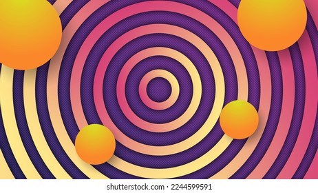 An abstract background with gradient circles pattern and dimensional 3D balls in modern composition, editable vector EPS 10