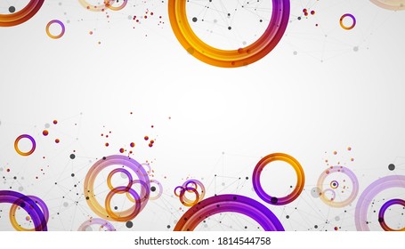 Abstract background with gradient circles. Scientific, futuristic theme with plexus effect.