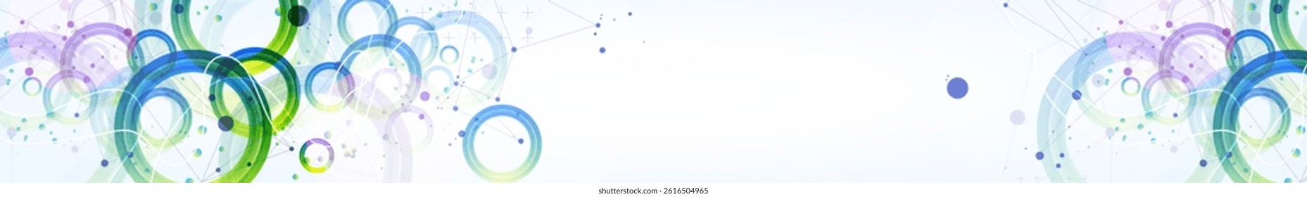 Abstract background with gradient circles. Scientific, futuristic theme with plexus effect. Vector