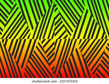 Abstract background with gradient color mosaic stripes pattern and with Rastafari color theme