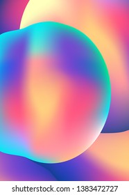 Abstract background with gradient color shapes. Liquid color cover. Holographic shape element. Vector background