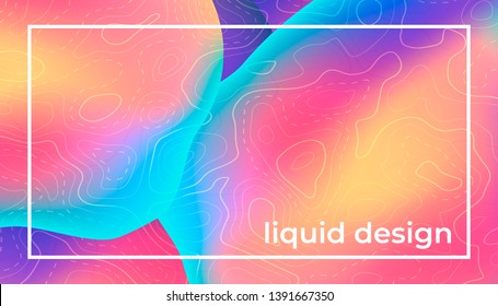 Abstract background with gradient color shapes and texture of embossed topographic map. Liquid shape.