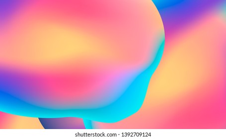 Abstract background with gradient color shapes. Liquid color cover. Holographic shape element. Vector background