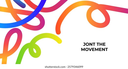 Abstract Background with Gradient Color Wave Pattern.  Curve, Wave and Squiggle Design Elements. Vector Graphic with Rainbow Ribbons