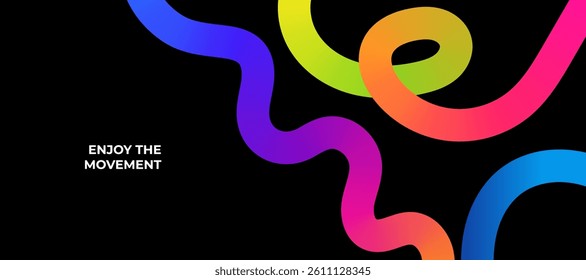 Abstract Background with Gradient Color Wave Pattern. Wavy Rainbow Lines. Geometric Design.