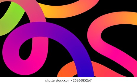 Abstract background with gradient color waves and lines. Rainbow flowing geometric shapes.