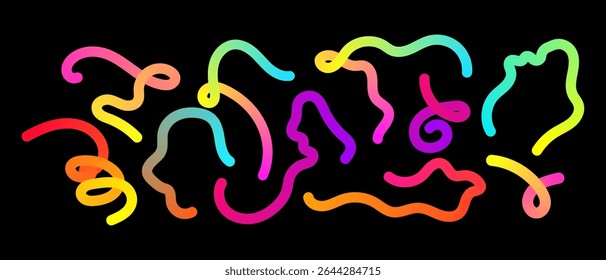 Abstract background with gradient color waves and lines. Rainbow flowing geometric shapes.