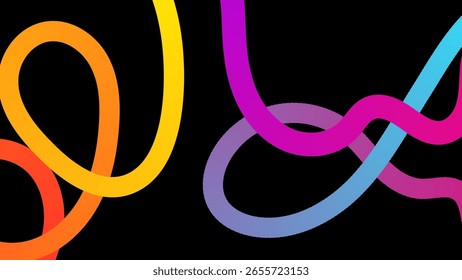 Abstract background with gradient color waves and lines. Rainbow flowing geometric shapes.