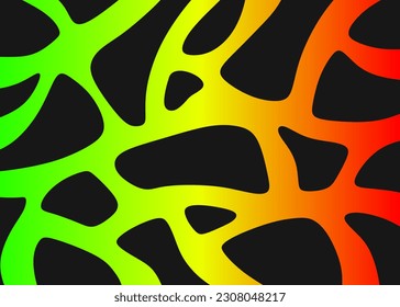 Abstract background with gradient color wavy line pattern and with Jamaican color theme