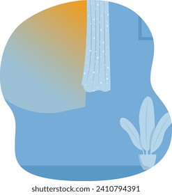 Abstract background with gradient colors, window curtain, and potted plant. Minimalist and modern room interior design vector illustration.