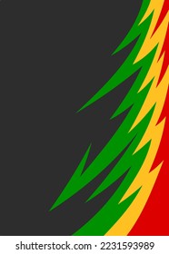 Abstract background with gradient curved spikes pattern and with Jamaican color theme