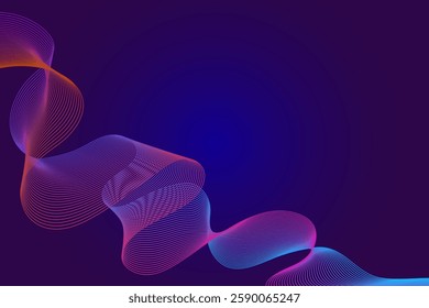 Abstract background of gradient dark blue color with a spiral multi-colored line. background for presentations