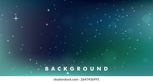 fundo abstrato com um gradiente de azul escuro a turquesa, preenchido com pequenas estrelas brancas e flashes claros.