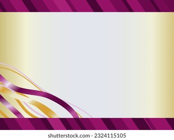 Abstract background with a gradient of different colors shades, purple pink and gold, stripes in the form of waves, similar to ribbons. Vector graphics
