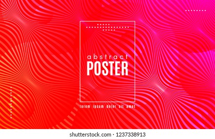 Abstract Background with Gradient Fluid Shapes. Movement of Neon Liquid. Wave Distorted Abstract Stripes. Trendy Linear Banner for Landing Page. Abstract Background with Vibrant Gradient and Red Waves