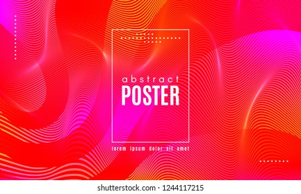 Abstract Background with Gradient Fluid Shapes. Movement of Neon Liquid. Wave Distorted Abstract Stripes. Trendy Linear Banner for Landing Page. Abstract Background with Vibrant Gradient and Red Waves