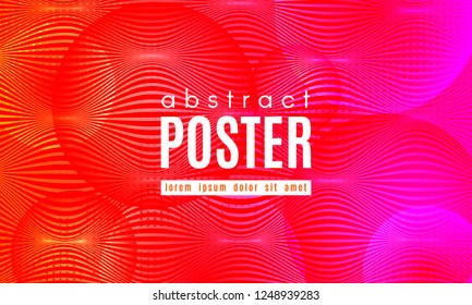 Abstract Background with Gradient Fluid Shapes. Movement of Neon Liquid. Wave Distorted Abstract Stripes. Trendy Linear Banner for Landing Page. Abstract Background with Vibrant Gradient and Red Waves