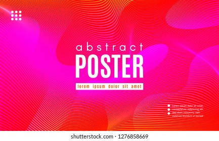 Abstract Background with Gradient Fluid Shapes. Movement of Neon Liquid. Wave Distorted Abstract Stripes. Trendy Linear Banner for Landing Page. Abstract Background with Vibrant Gradient and Red Waves