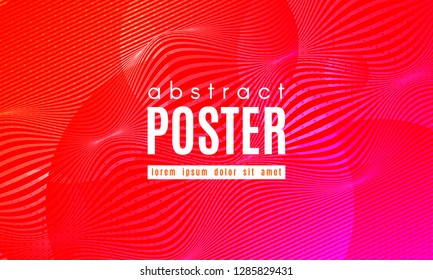 Abstract Background with Gradient Fluid Shapes. Movement of Neon Liquid. Wave Distorted Abstract Stripes. Trendy Linear Banner for Landing Page. Abstract Background with Vibrant Gradient and Red Waves