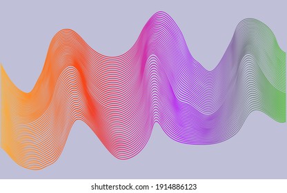 Abstract Background with Gradient Fluid Shapes. Wave Distorted Abstract Stripes. Trendy Linear Banner for Landing Page. Abstract Background with Vibrant Gradient and Red Waves