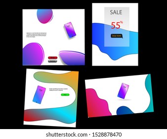 Abstract background with gradient fluid wave. Design gradient brochure layout for social media post, stories, story, promotion. Modern web banner pattern with frame, abstract liquid wave.vector