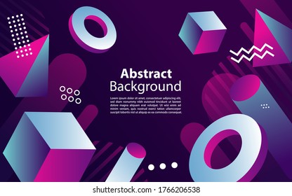 Abstract background with gradient geometric elements with 3d shape.