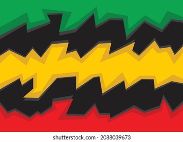 Abstract background with gradient jagged pattern and with Jamaican color theme